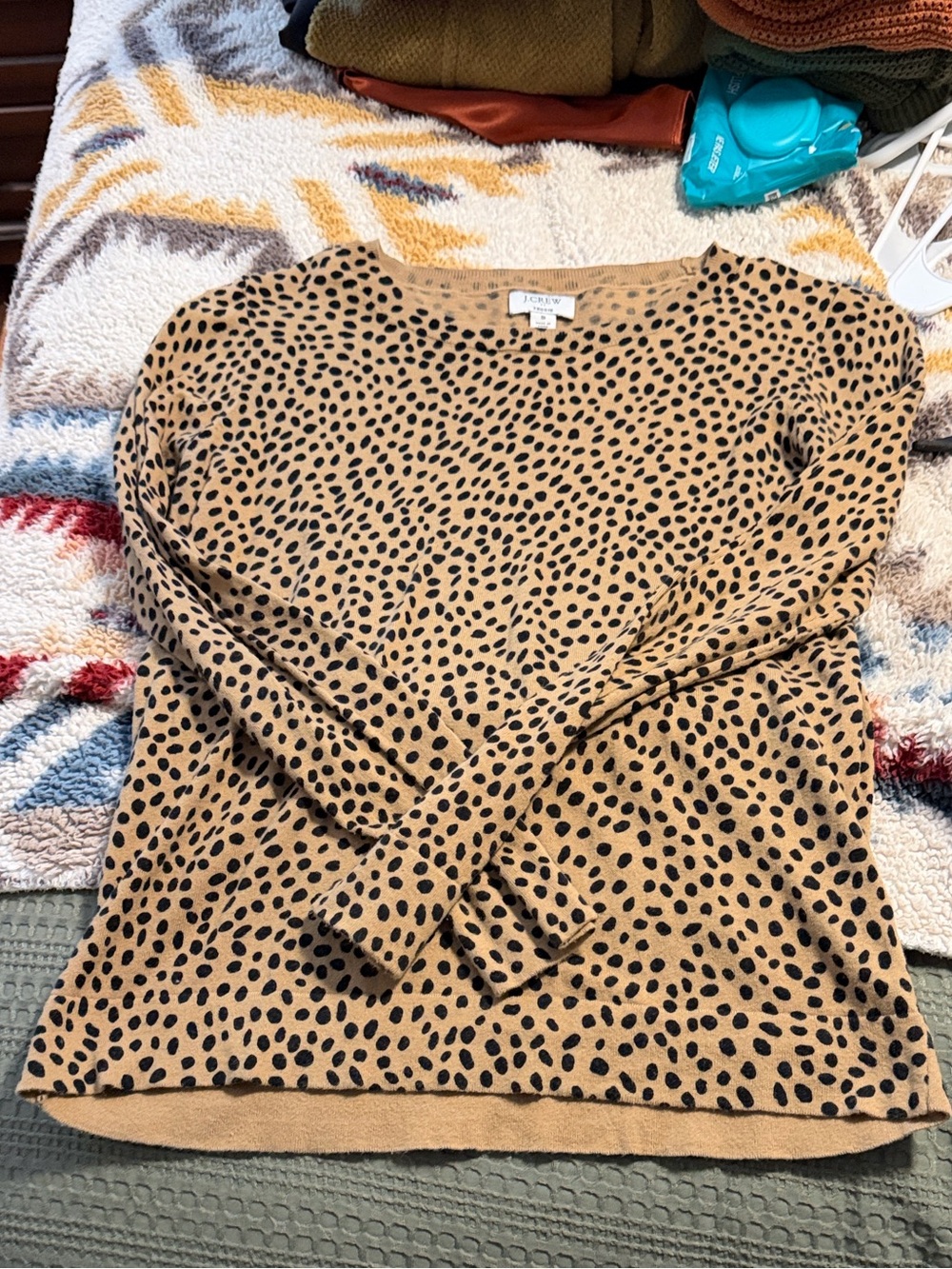 J. Crew Leopard Print Teddie Sweater in Tan and Black